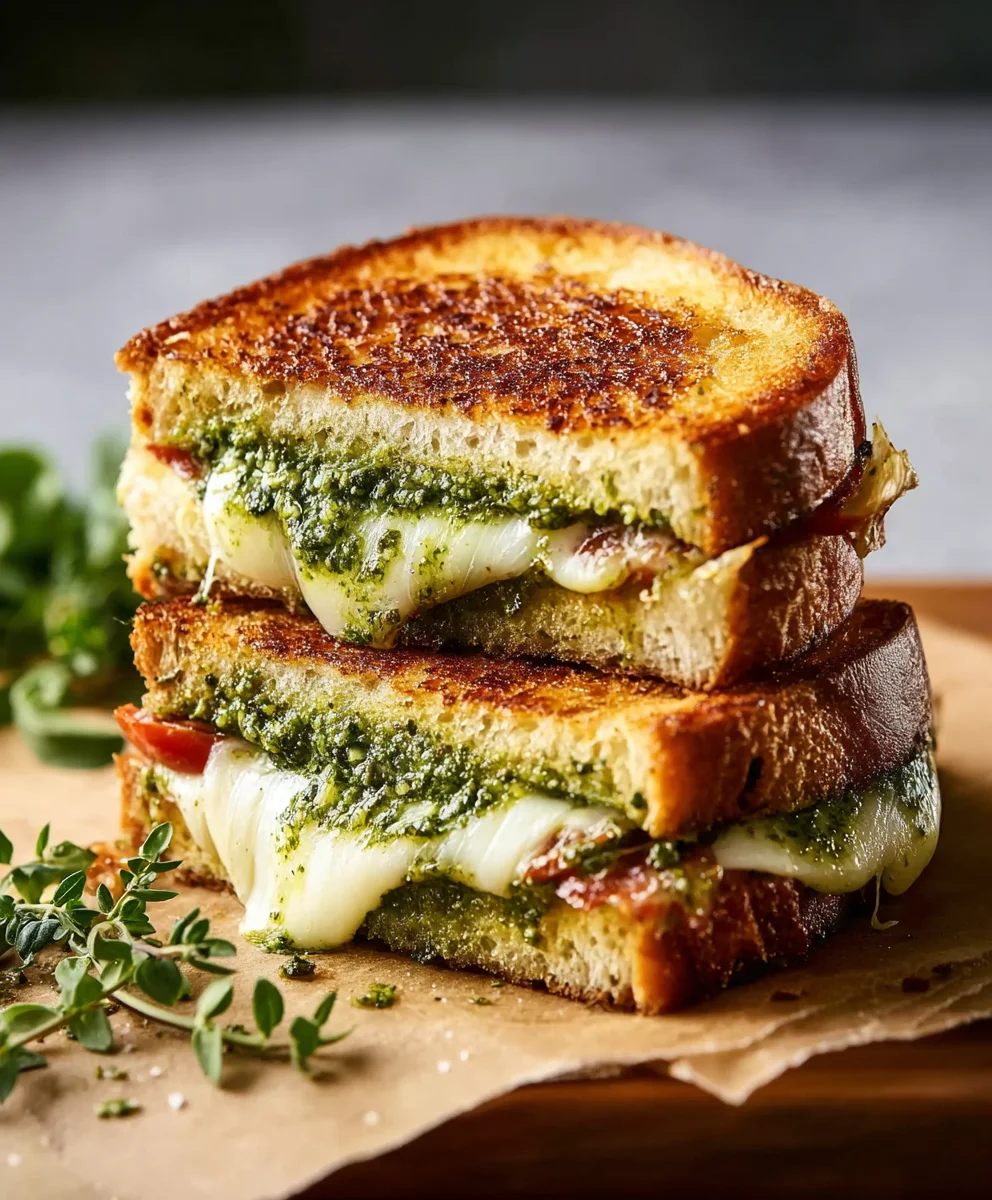 Pesto Grilled Cheese Sandwich Recipe-Flavorful & Easy