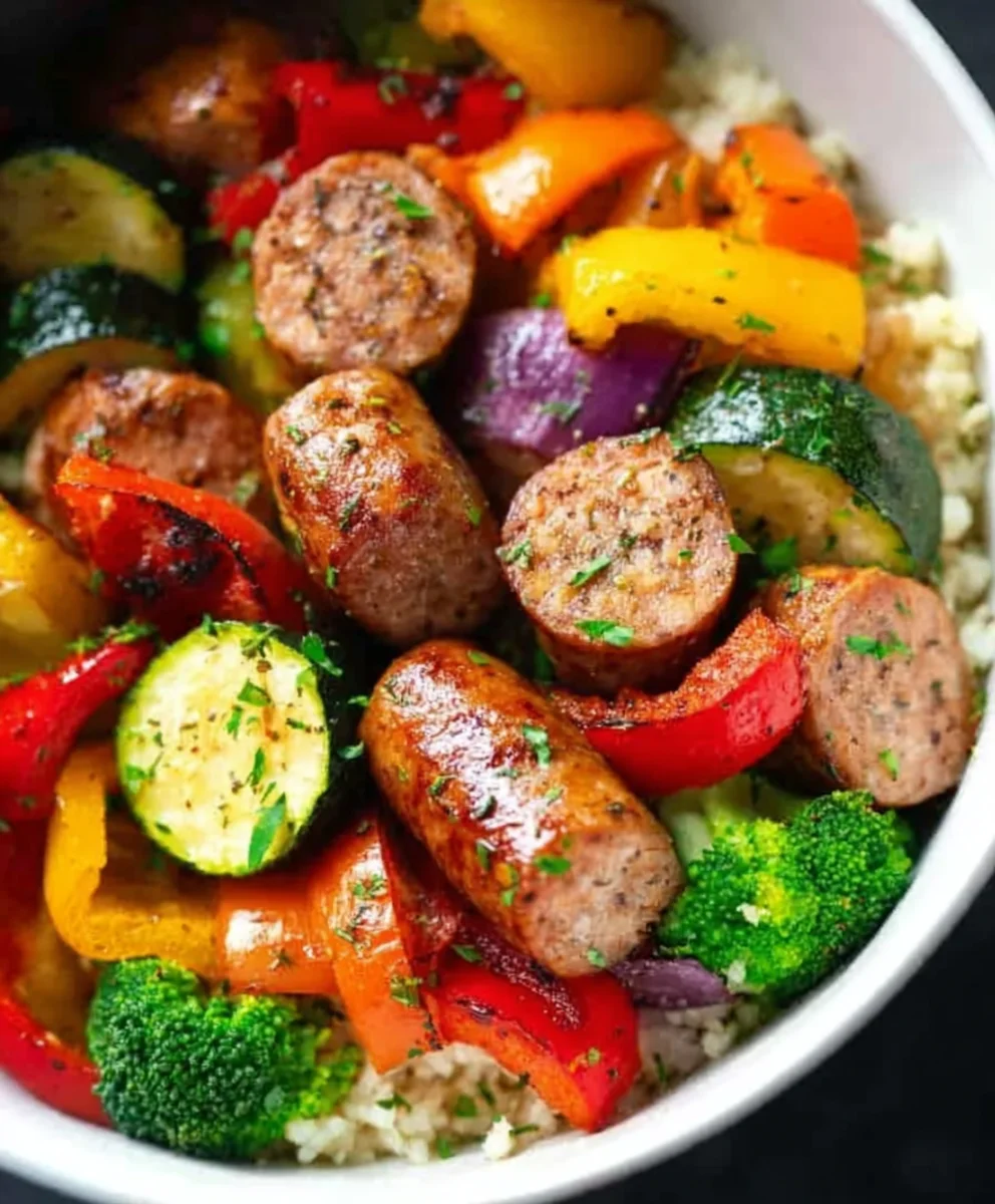 Easy Air Fryer Chicken Sausage and Veggies