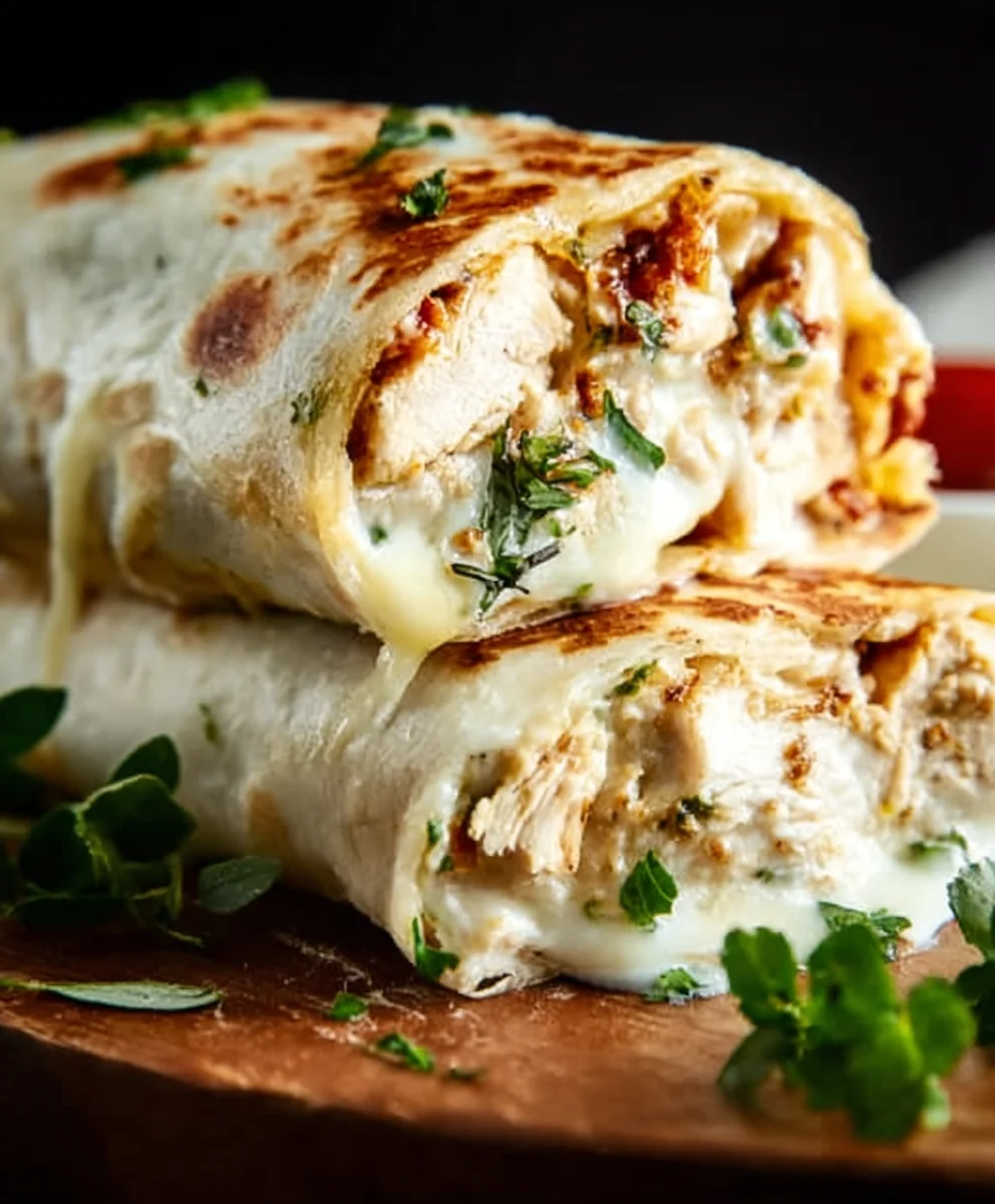 Cheesy Garlic Chicken Wraps - Easy Quick Dinner