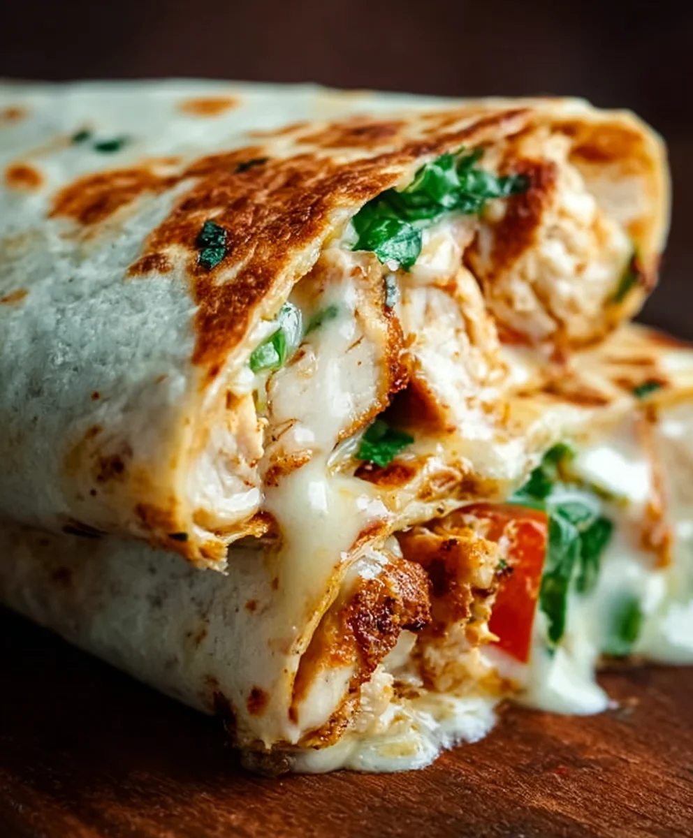 Cheesy Garlic Chicken Wraps - Easy Quick Dinner