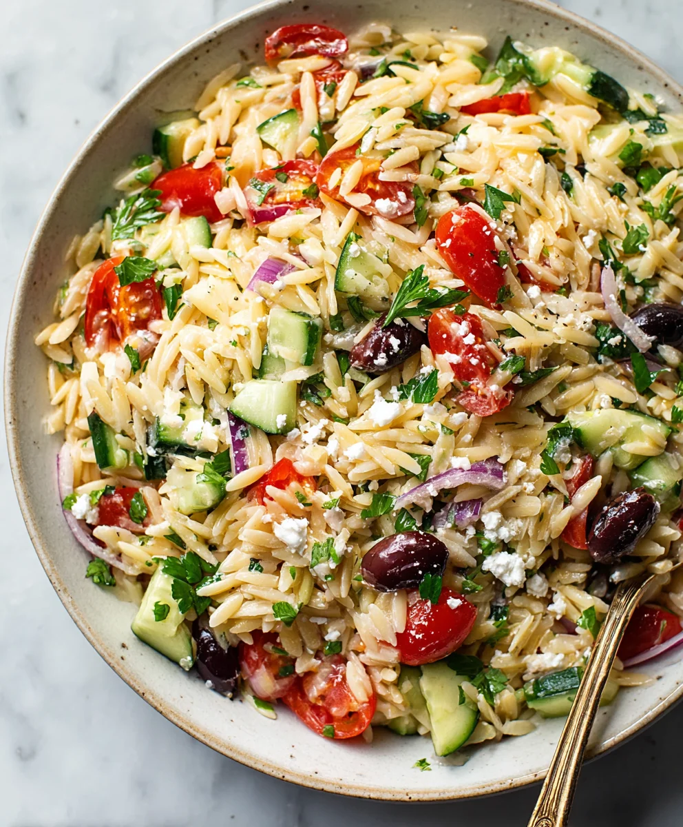 Mediterranean Orzo Salad- Fresh & Zesty Recipe