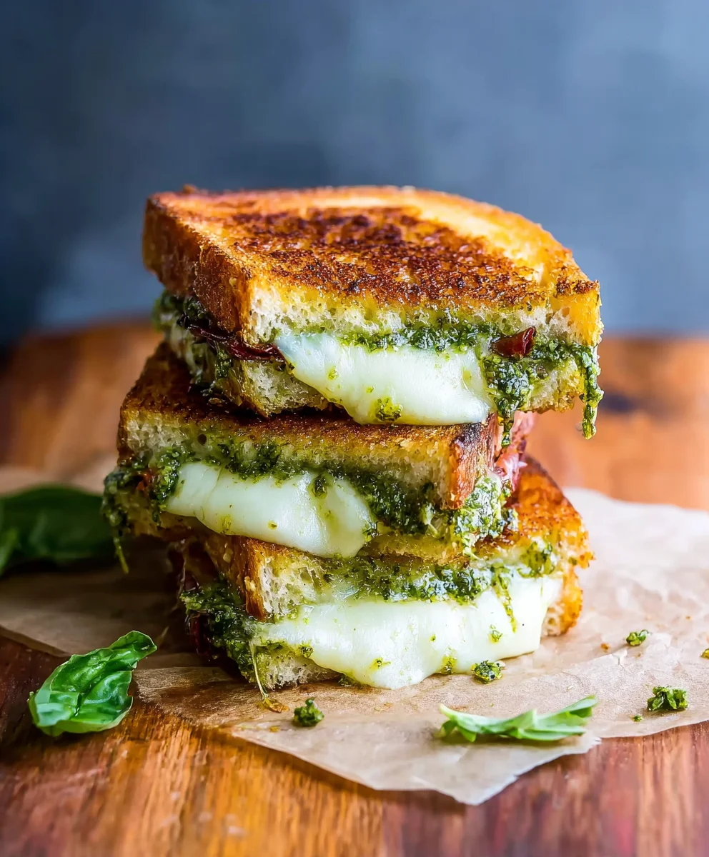 Sourdough Pesto Grilled Cheese- Gourmet Comfort Food