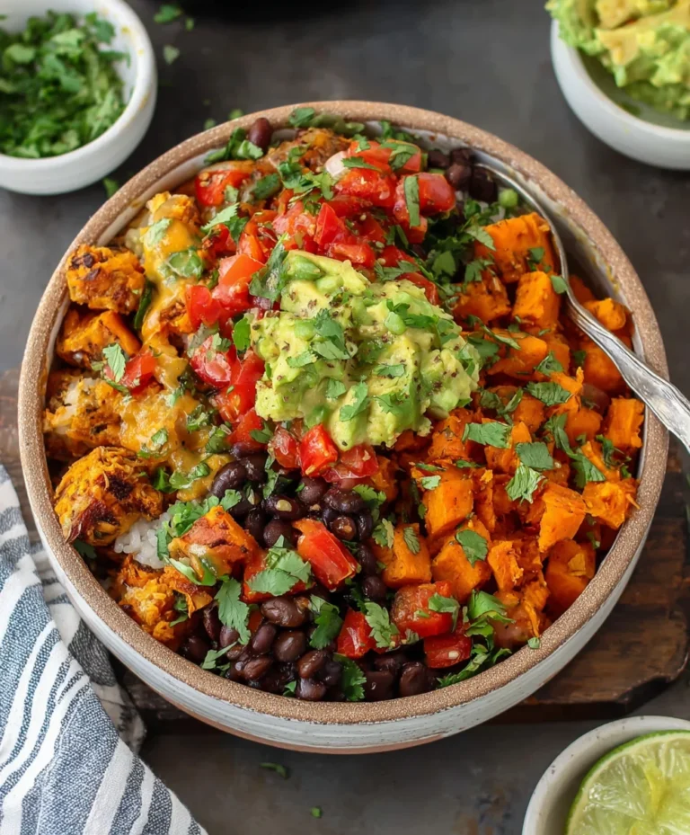 Vegan Black Bean Sweet Potato Burrito Bowl Recipe