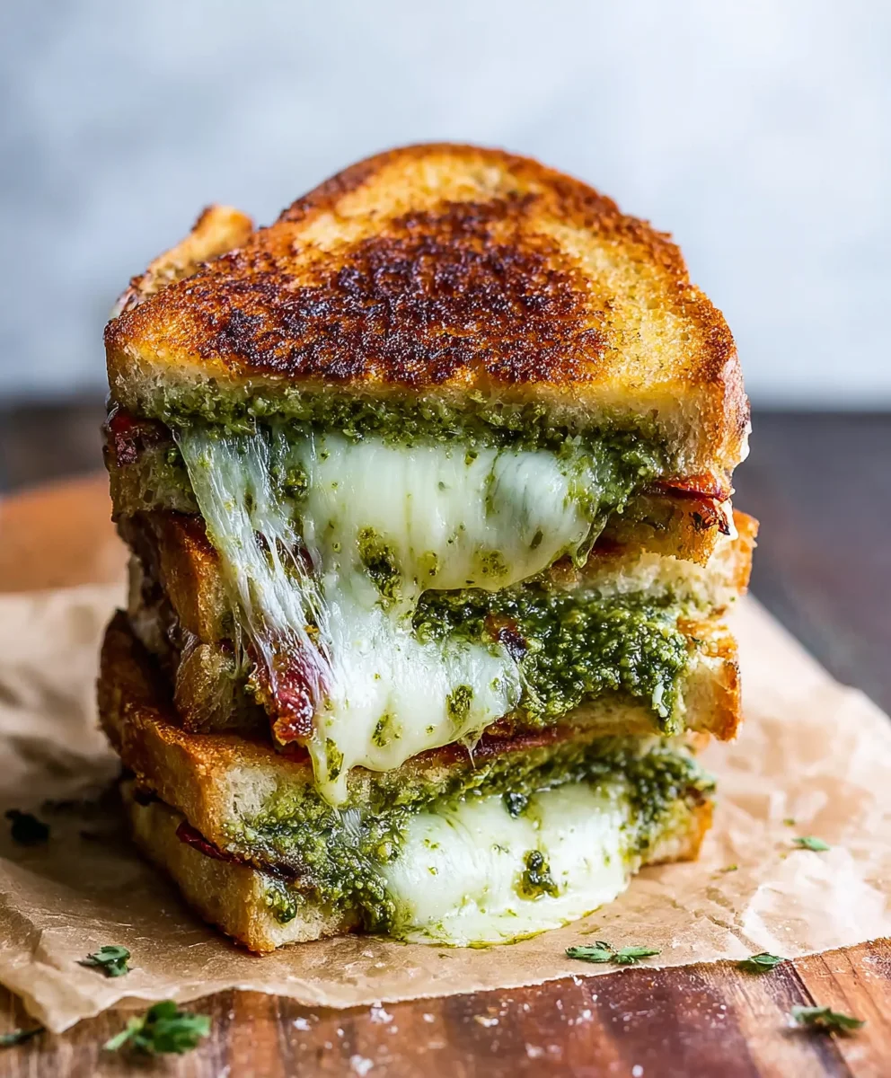 Sourdough Pesto Grilled Cheese- Gourmet Comfort Food