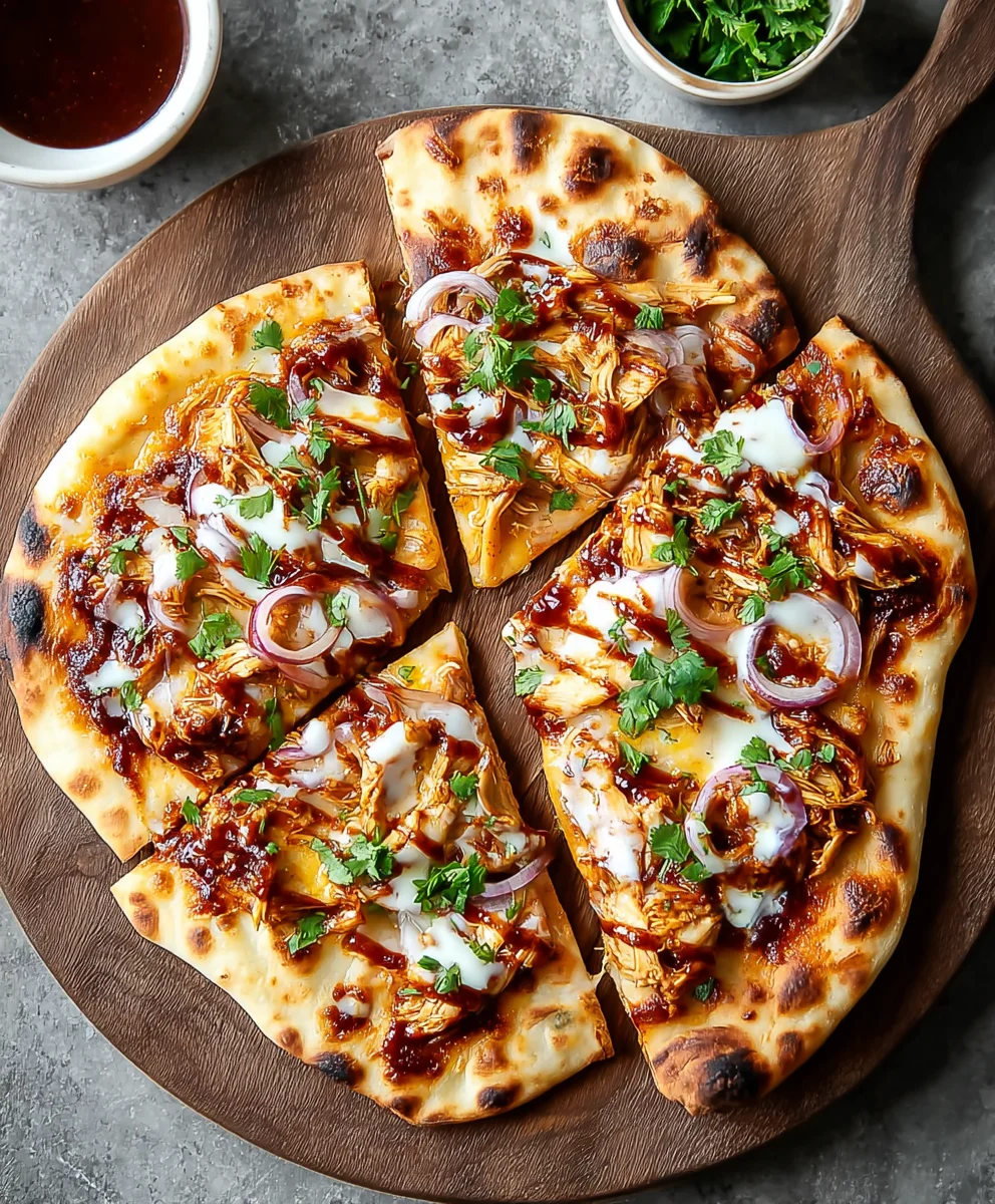 Easy BBQ Chicken Naan Pizza Recipe - Quick & Delicious