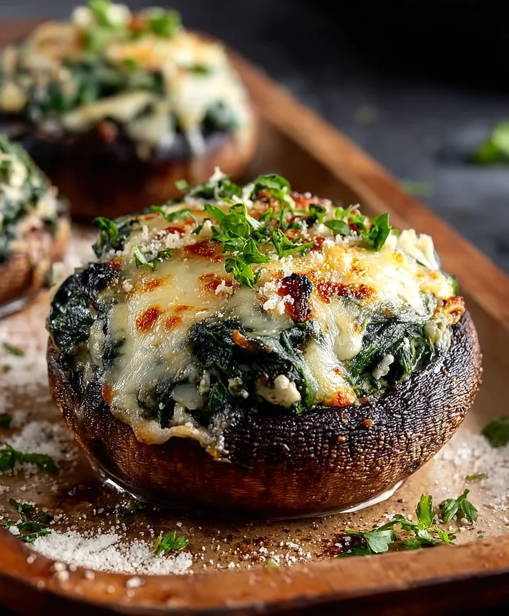 Spinach Cheese Stuffed Portobello Mushrooms Delicious