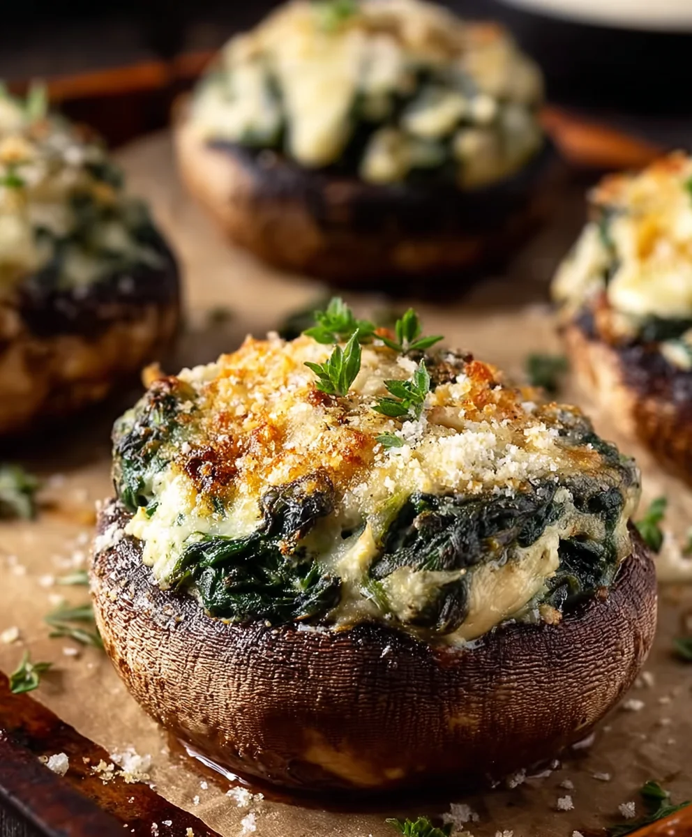Spinach Cheese Stuffed Portobello Mushrooms Delicious