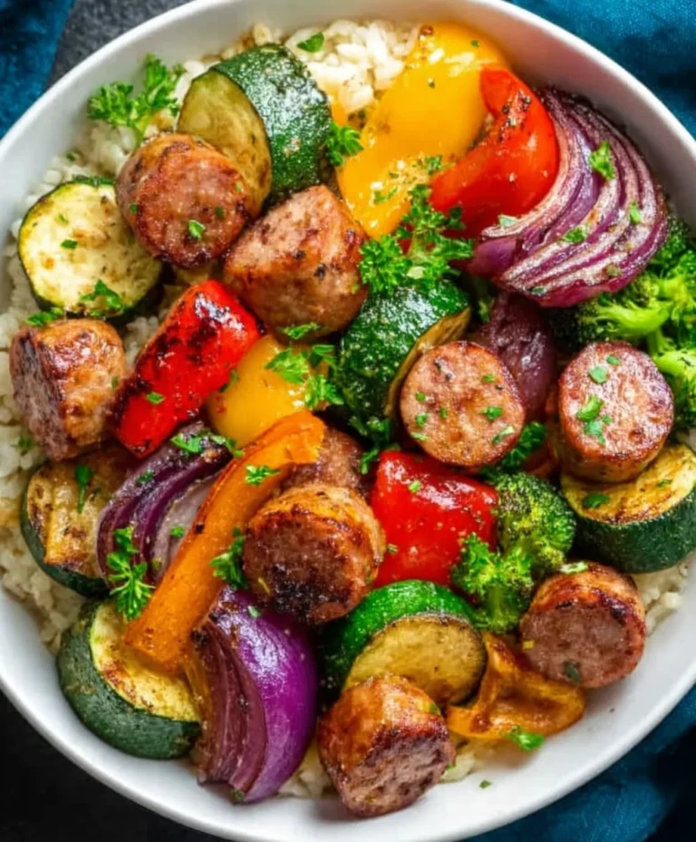 Easy Air Fryer Chicken Sausage and Veggies