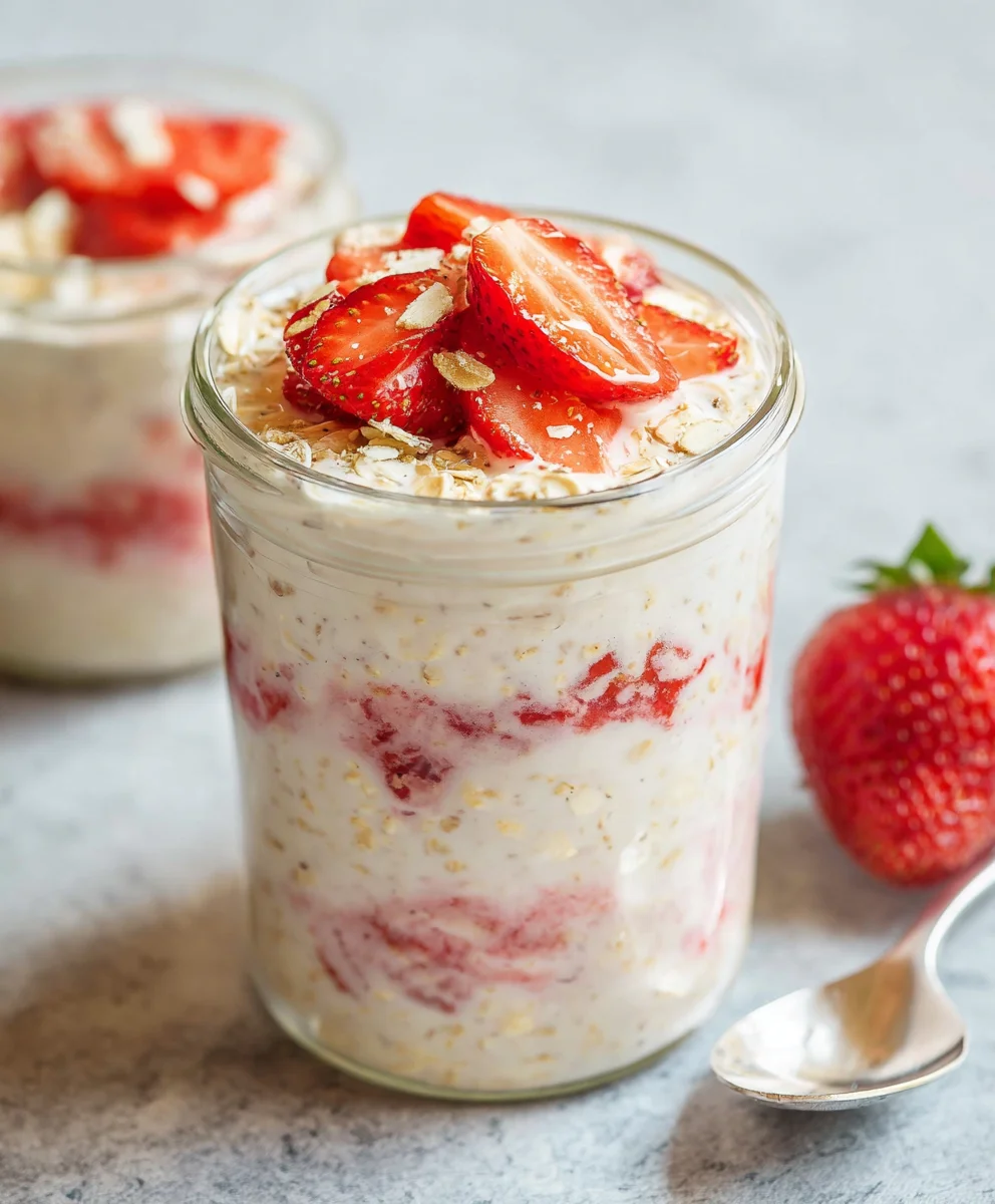 Strawberry Cheesecake Overnight Oats - Easy Breakfast