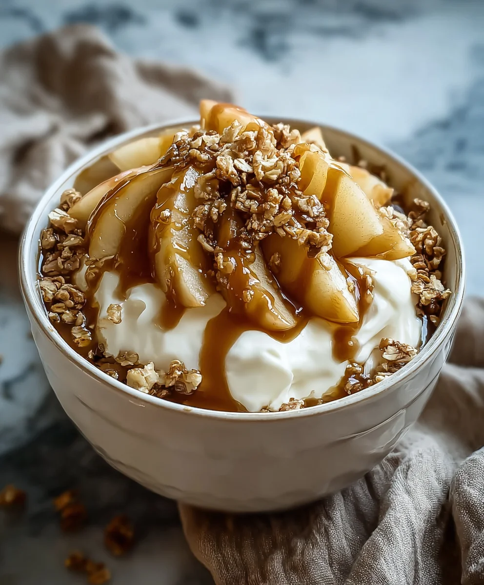 Caramel Apple Pie Yogurt Bowl-Quick Healthy Dessert