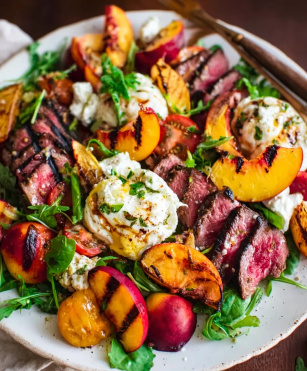 Grilled Nectarine Burrata Beef Beef Prosciutto Salad