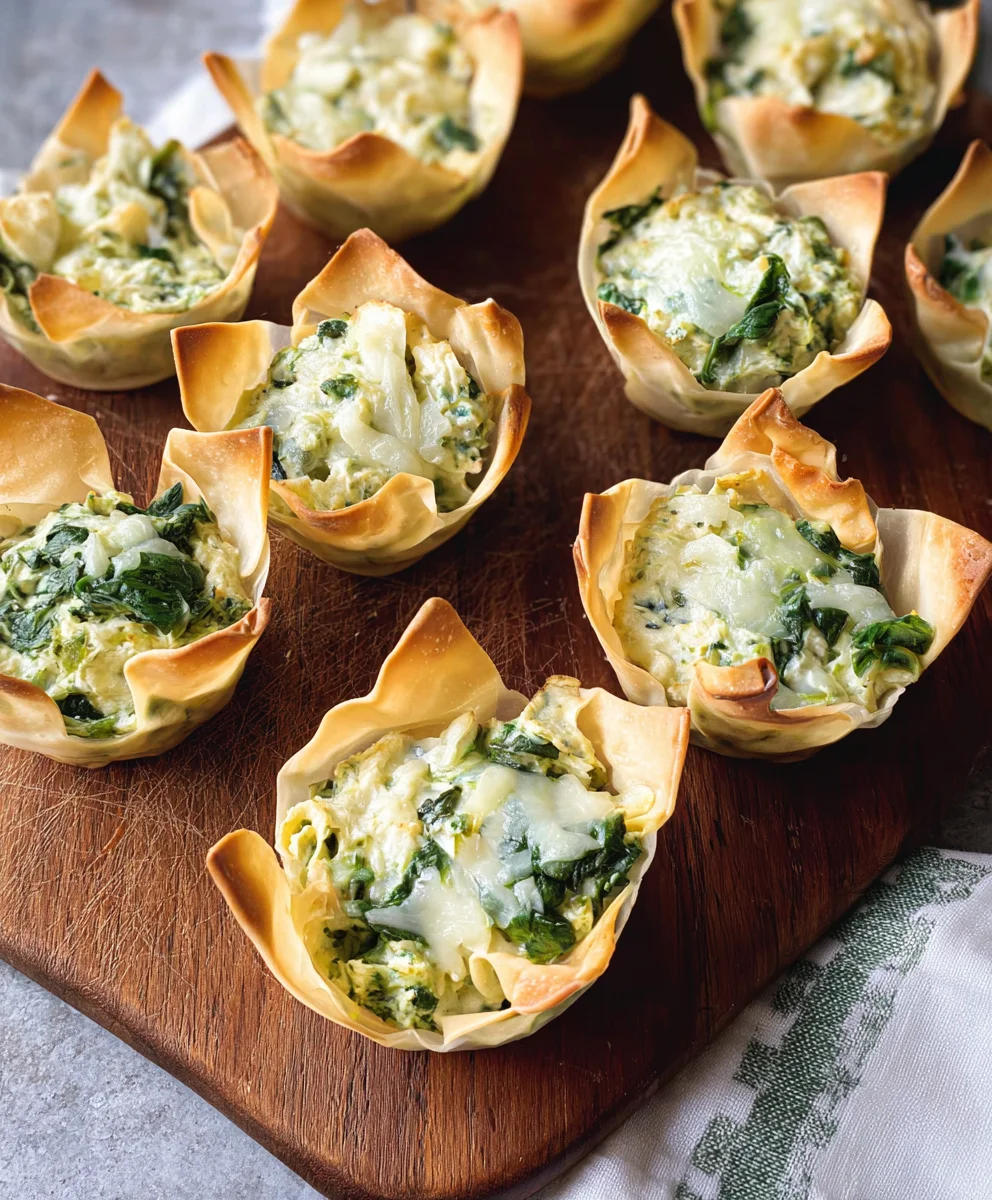 Spinach Artichoke Wonton Cups Easy Appetizer
