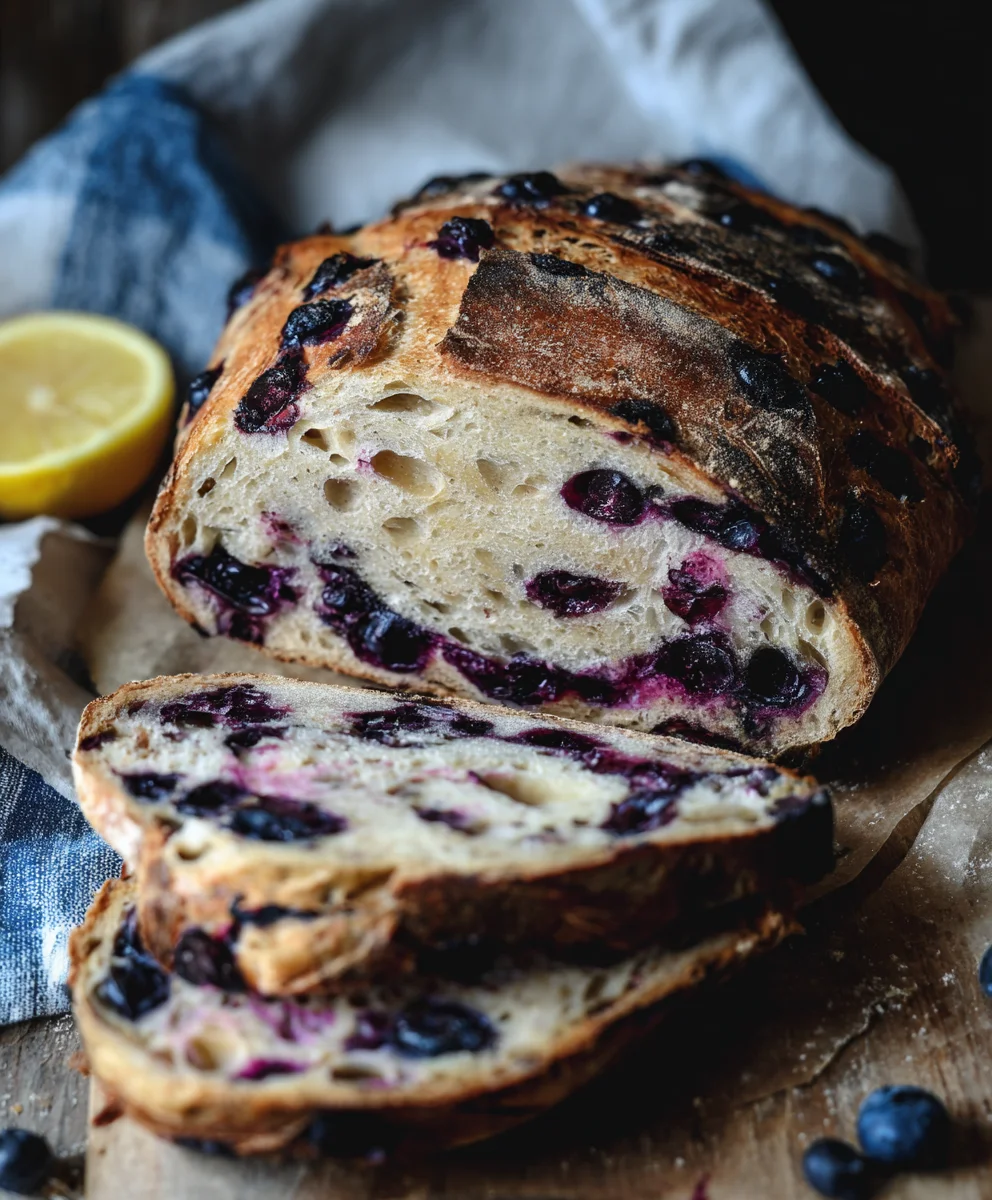 Lemon Blueberry Sourdough Bread-Easy Recipe