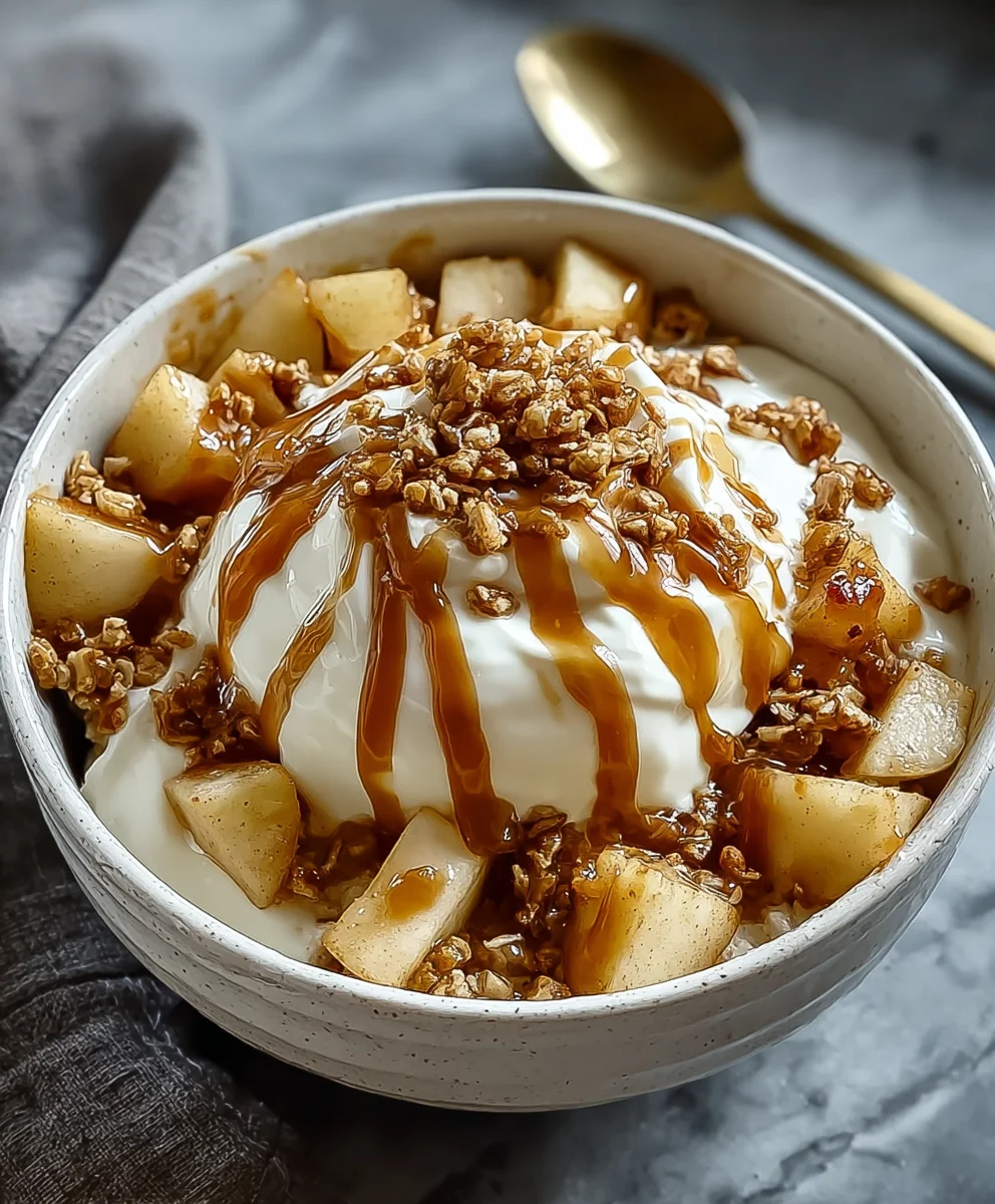 Caramel Apple Pie Yogurt Bowl-Quick Healthy Dessert