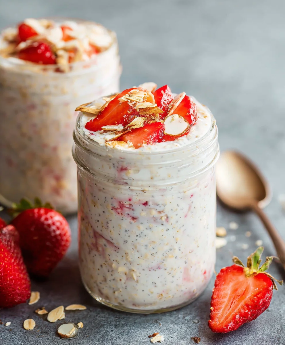 Strawberry Cheesecake Overnight Oats Recipe Easy