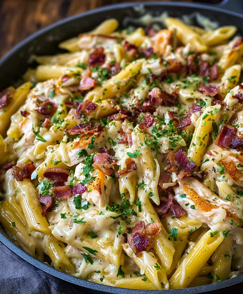 One-Pan Creamy Ranch Beef Beef Bacon Chicken Pasta