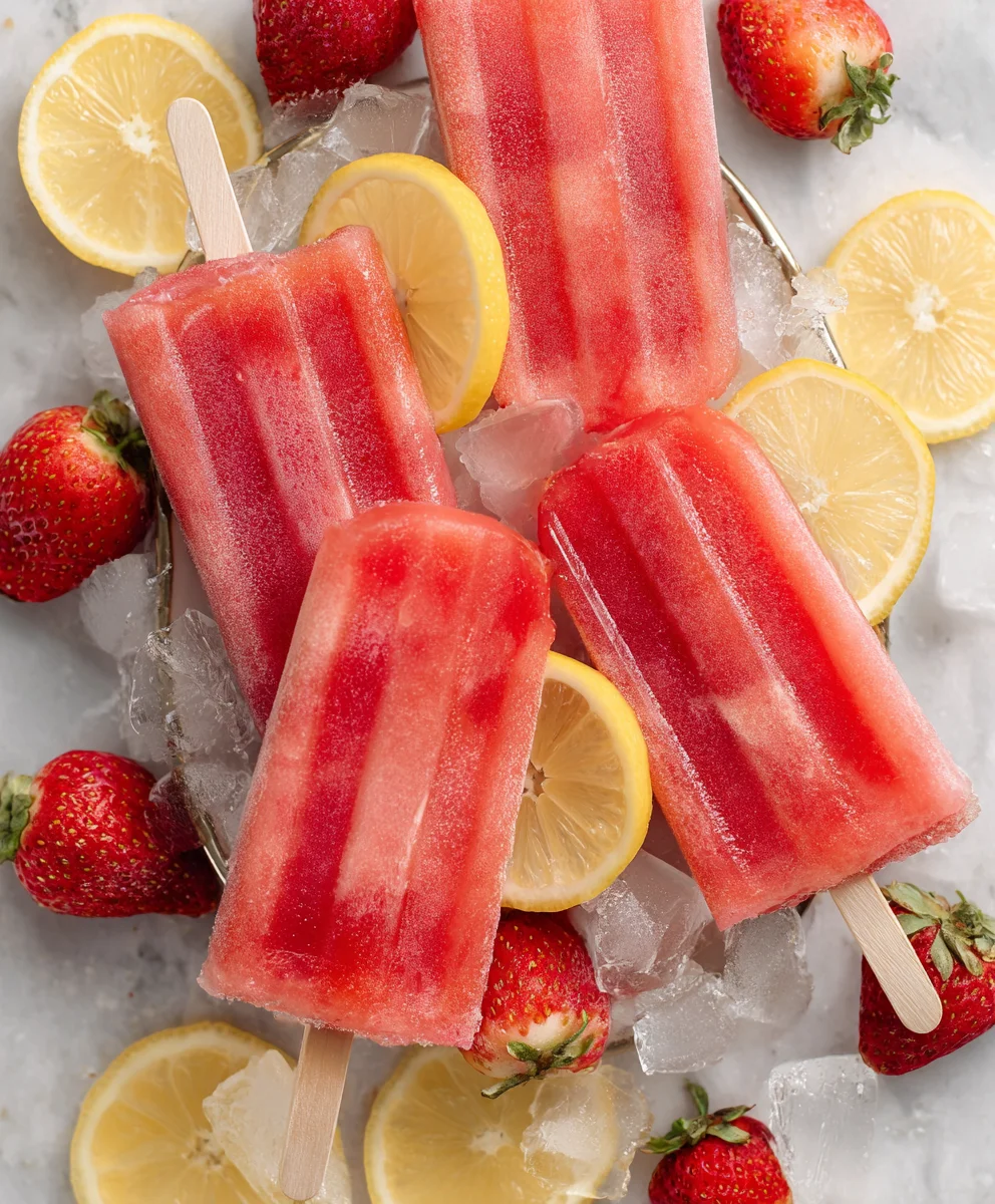 Refreshing Strawberry Lemonade Popsicles-Easy Recipe