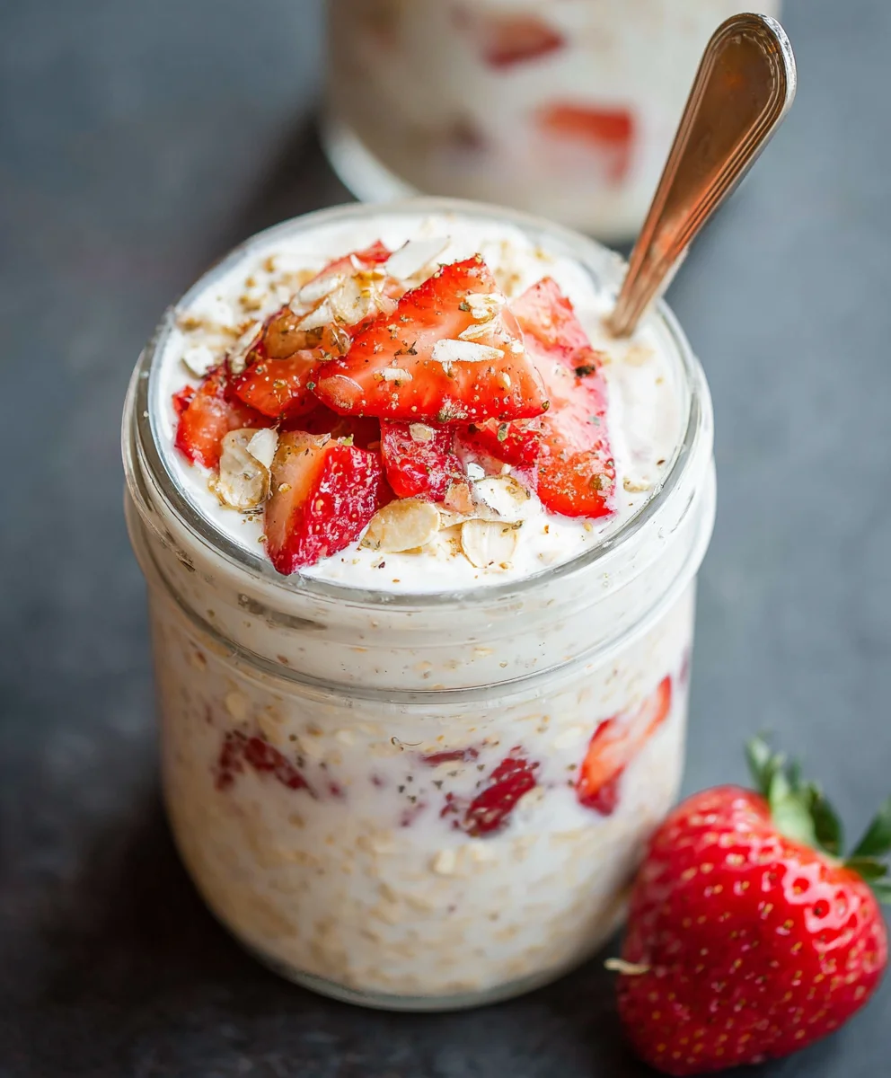 Strawberry Cheesecake Overnight Oats Recipe Easy
