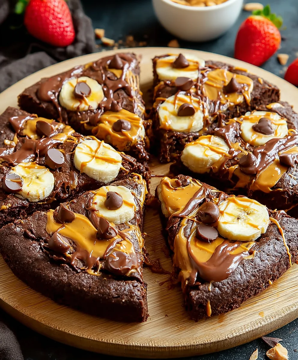 Chocolate Peanut Butter Brownie Pizza-Decadent Dessert