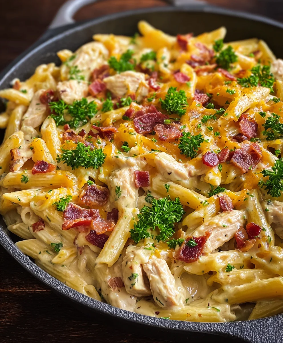 One-Pan Creamy Ranch Beef Beef Bacon Chicken Pasta