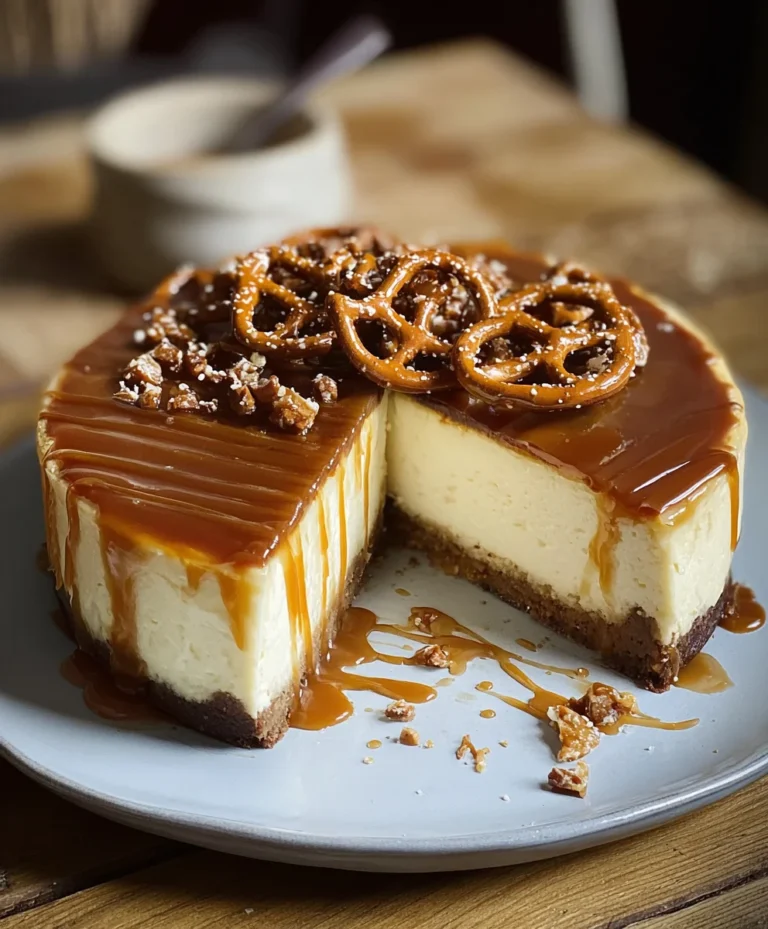 Salted Caramel Pretzel Cheesecake- Sweet & Salty Bliss