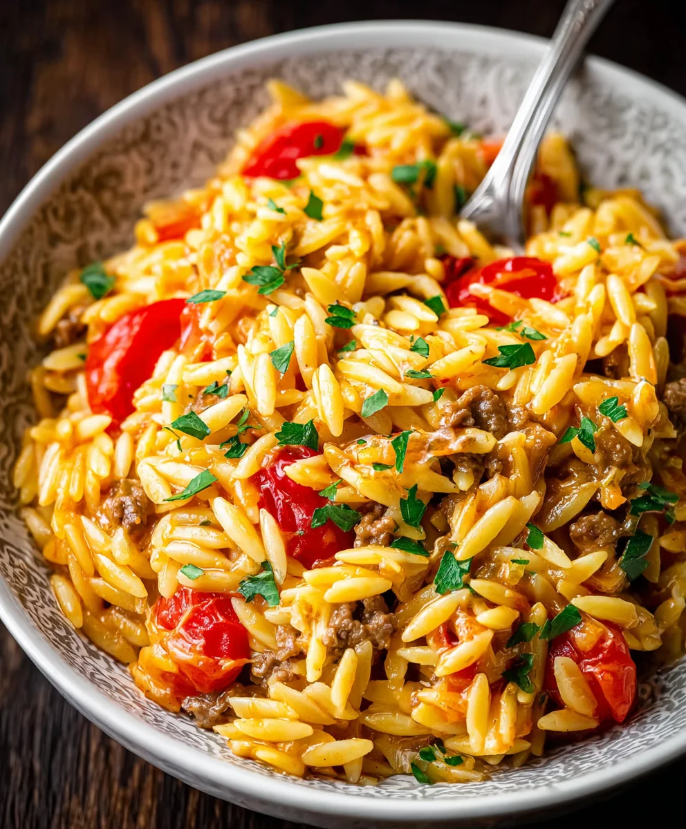 Cajun Orzo with Spicy Beef Sausage Recipe