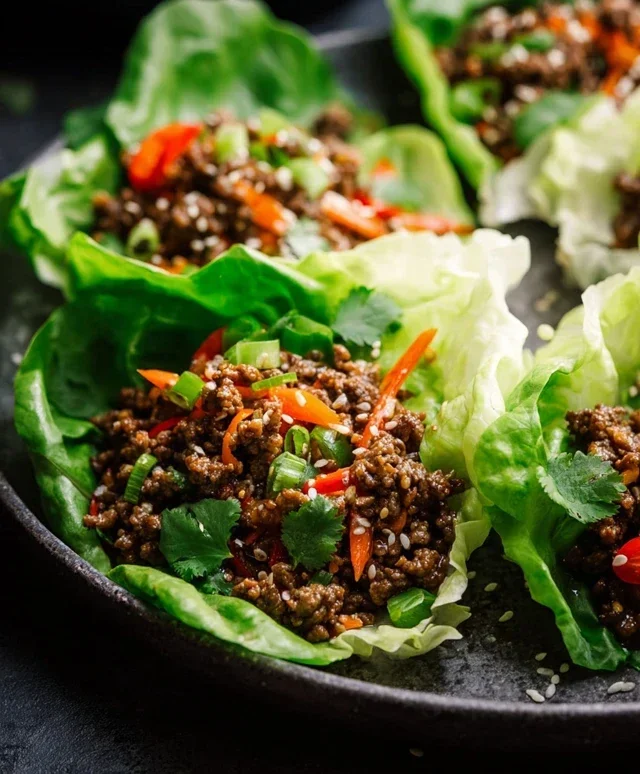 Asian Style Ground Beef Lettuce Wraps