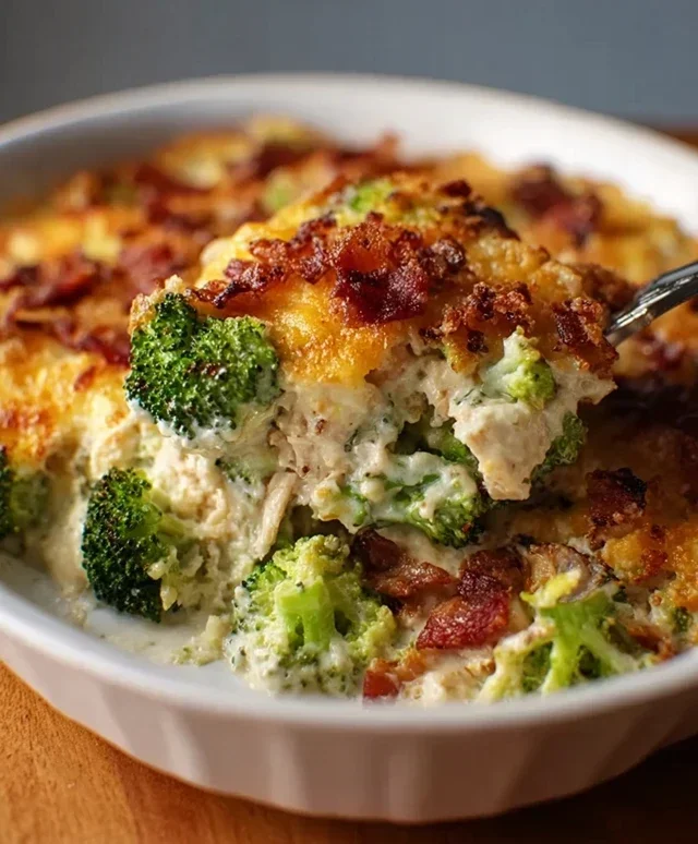 Creamy Low Carb Chicken Casserole with Broccoli and Beef Beef Bacon