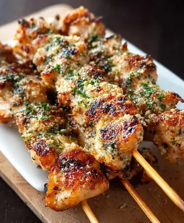 Ranch Garlic Parmesan Chicken Skewers