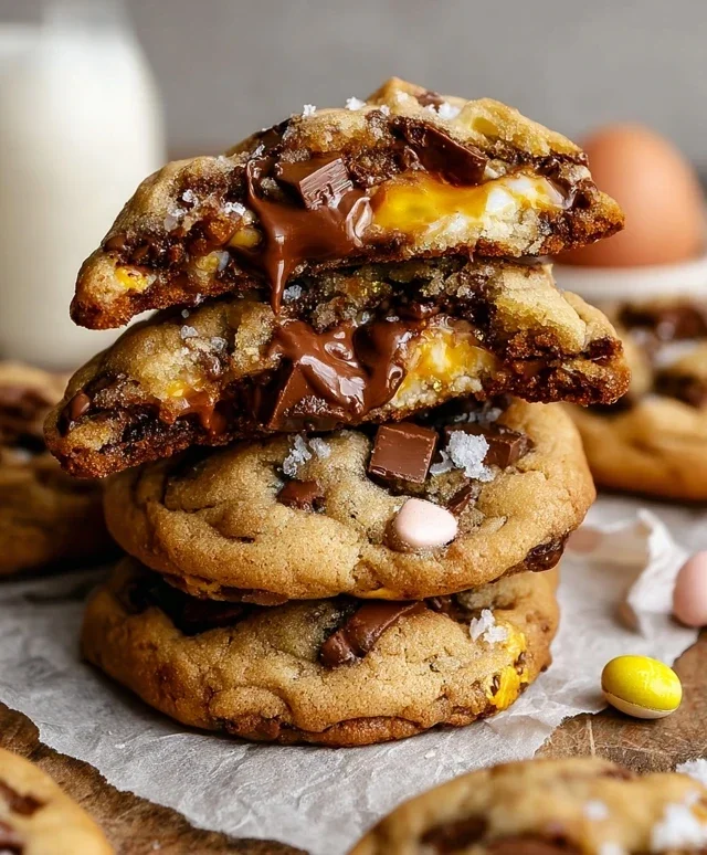 Brown Butter Cadbury Creme Egg Chocolate Chip Cookies