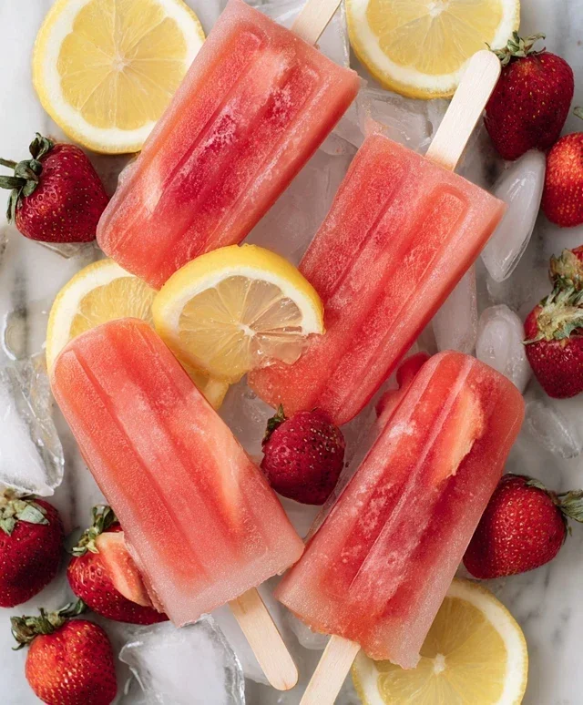 Strawberry Lemonade Popsicles