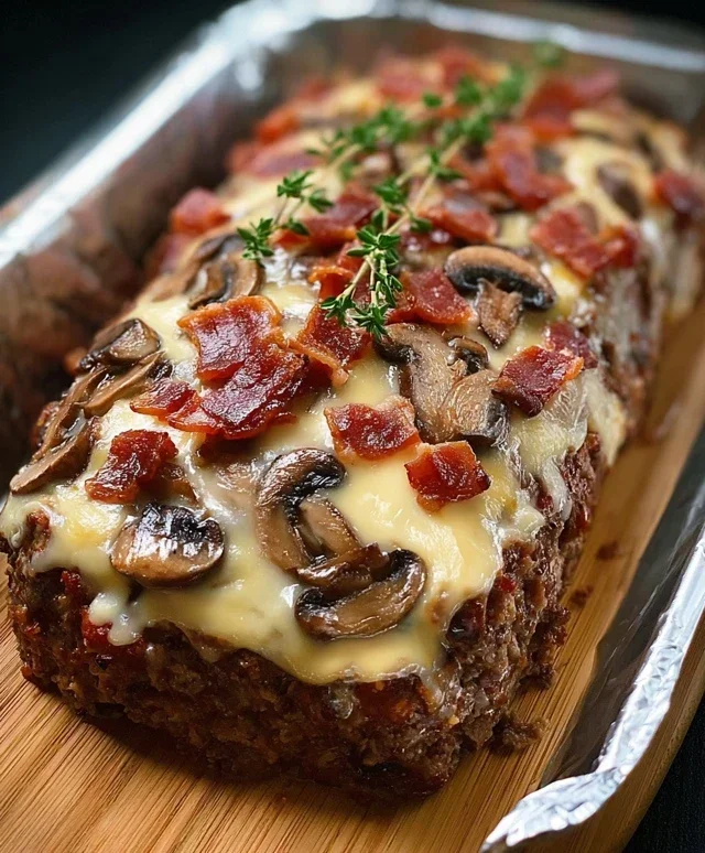 Beef Beef Bacon Mushroom Swiss Meatloaf