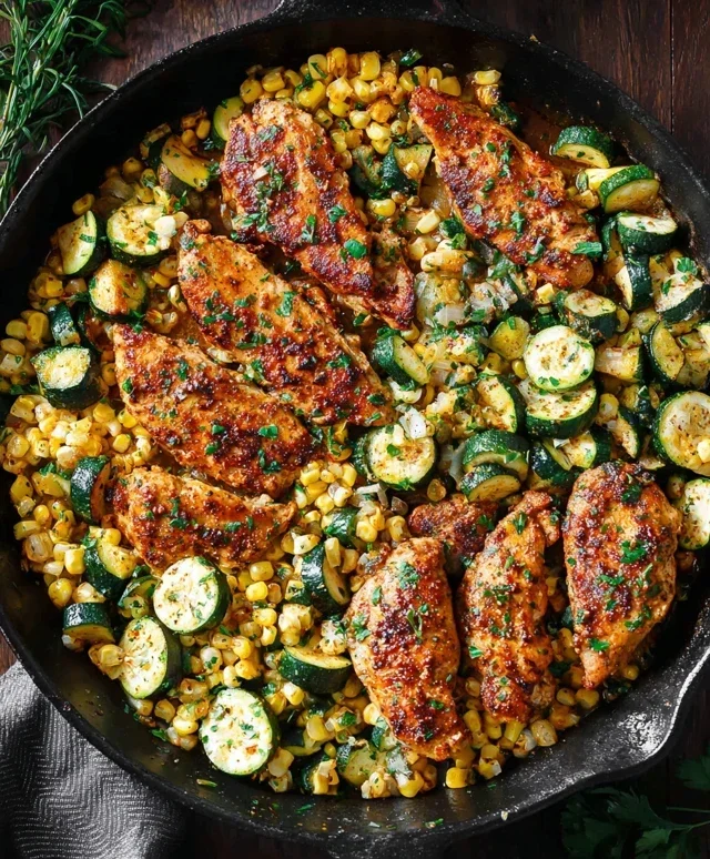 Garlic Butter Chicken with Zucchini and Corn - One-Pan, 30-Minute Meal