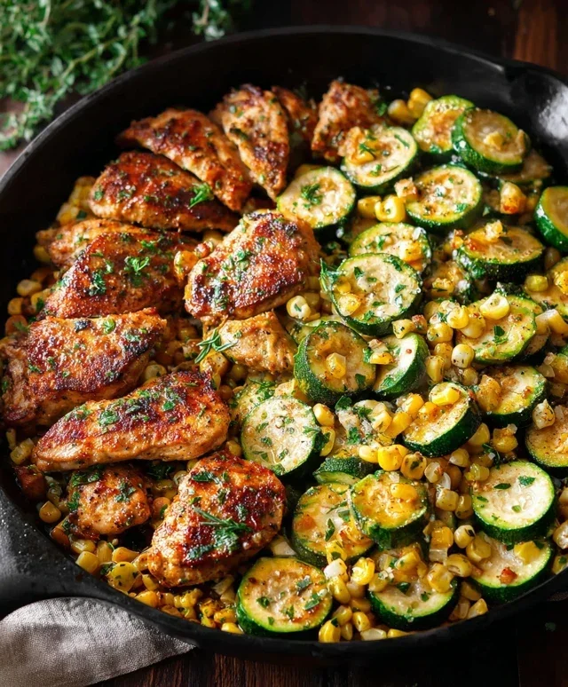 Garlic Butter Chicken with Zucchini and Corn - One-Pan, 30-Minute Meal