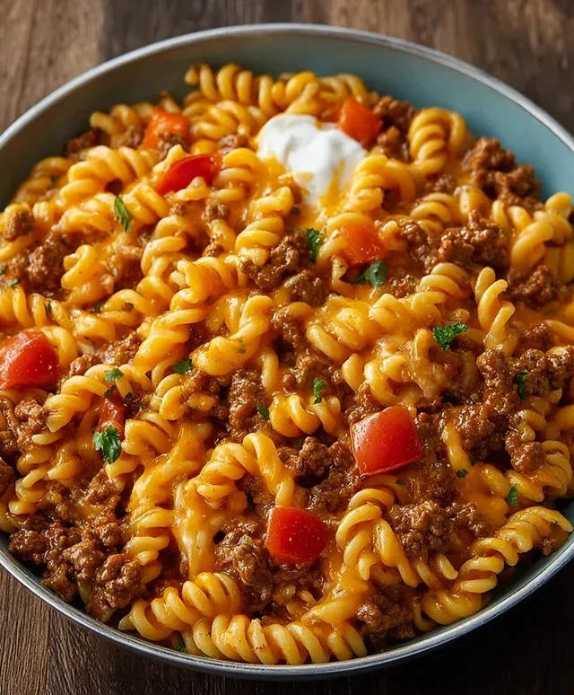 Cheesy Beef Taco Pasta