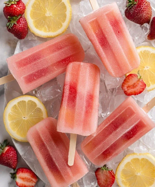 Strawberry Lemonade Popsicles