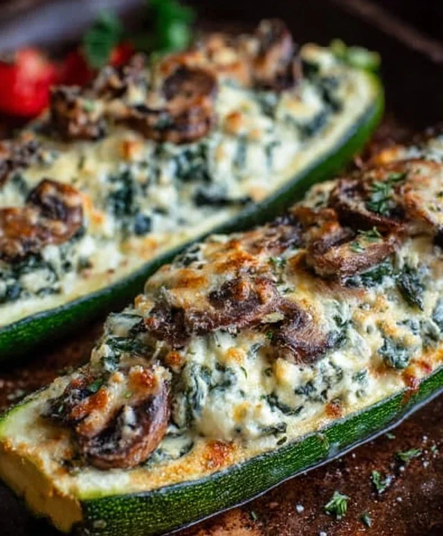 Spinach, Mushroom, and Ricotta Stuffed Zucchini Boats Recipe