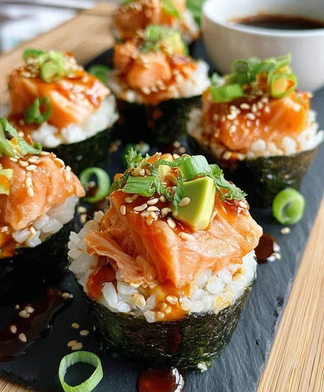 Spicy Salmon Sushi Cups