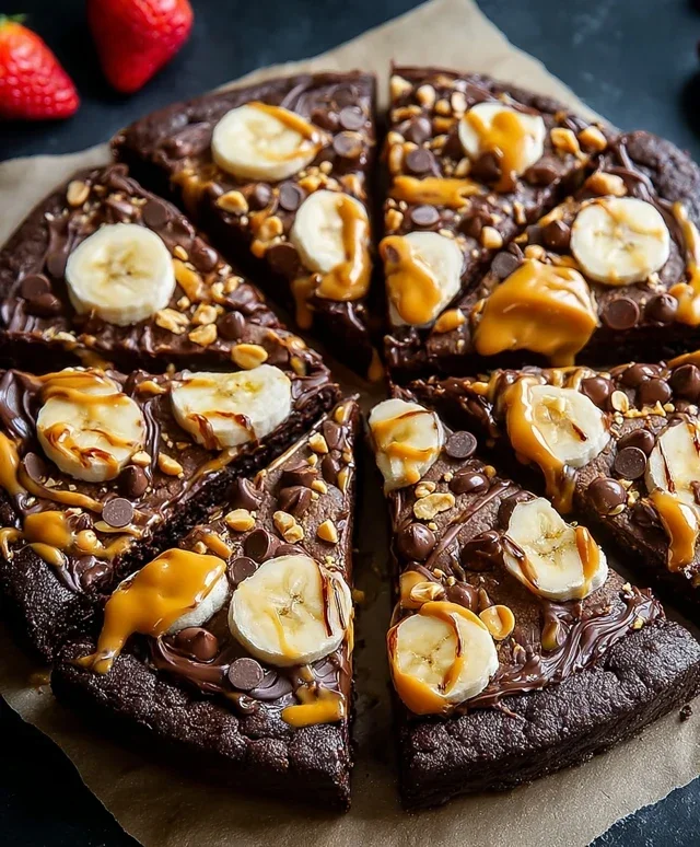 Chocolate Peanut Butter Brownie Pizza
