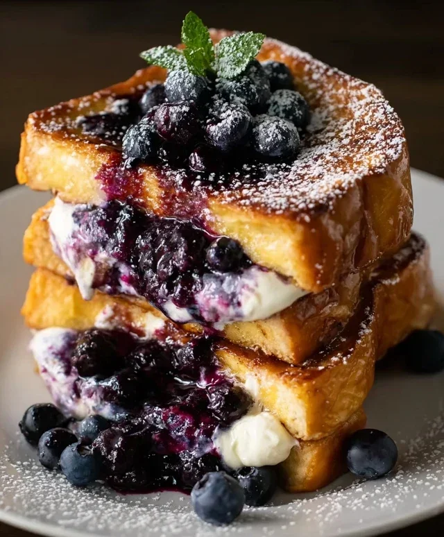 Blueberry Cream Cheese Stuffed French Toast