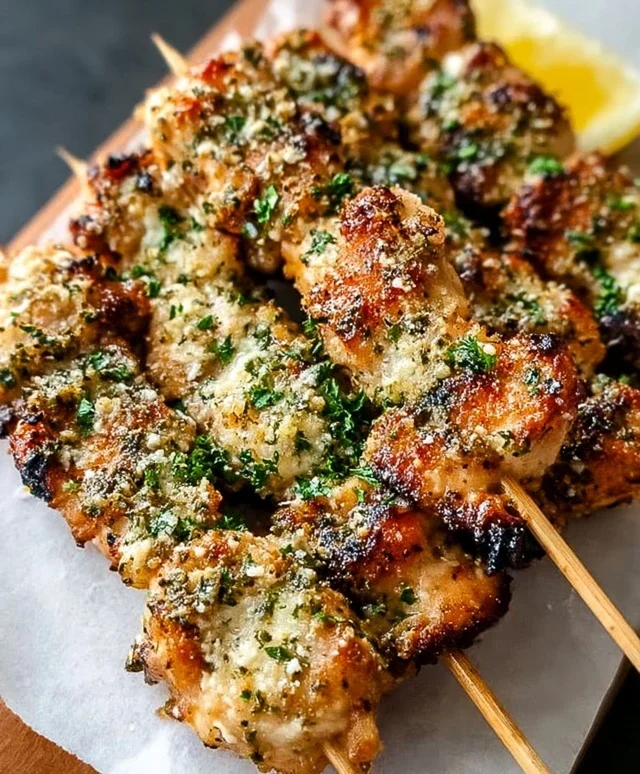 Ranch Garlic Parmesan Chicken Skewers