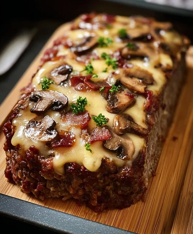 Beef Beef Bacon Mushroom Swiss Meatloaf
