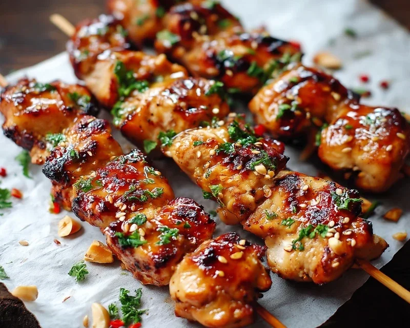 Easy Grilled Asian Chicken Skewers with Honey Garlic Sauce