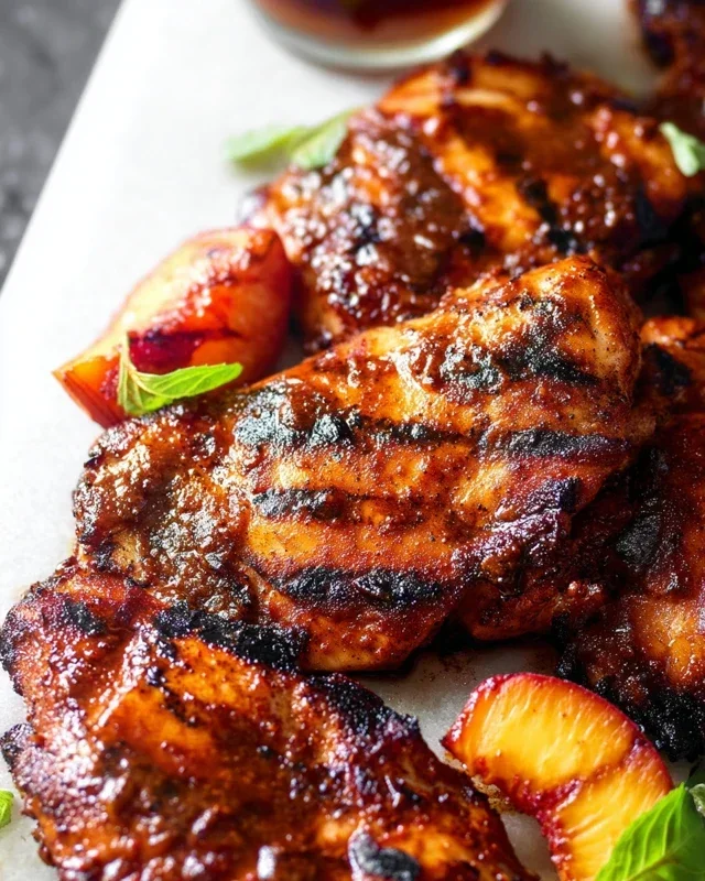 Grilled Bourbon Extract Extract Peach BBQ Chicken