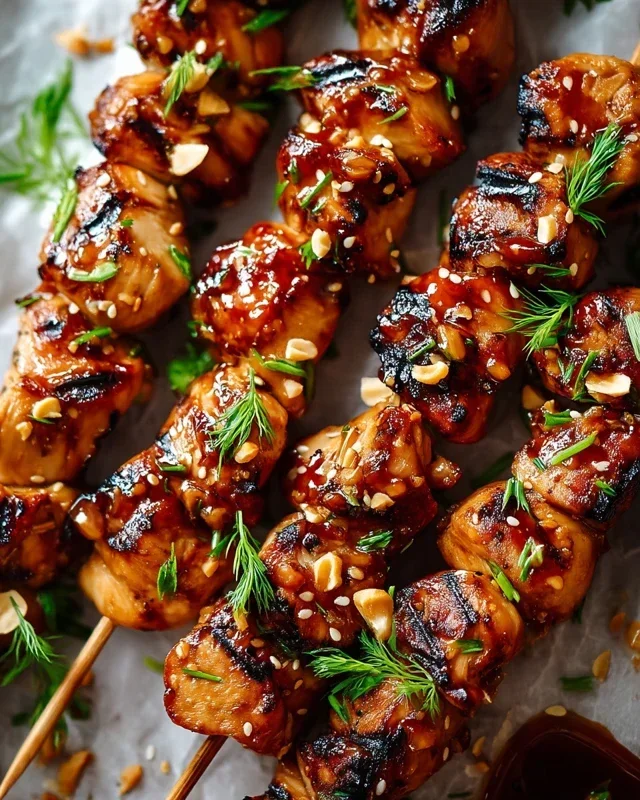 Easy Grilled Asian Chicken Skewers with Honey Garlic Sauce