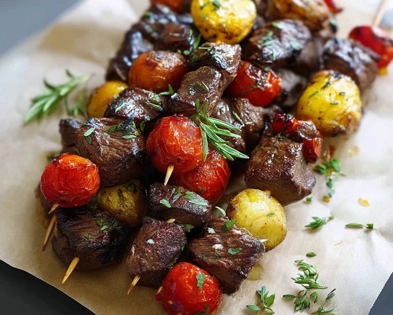 Rosemary Garlic Steak Kebabs