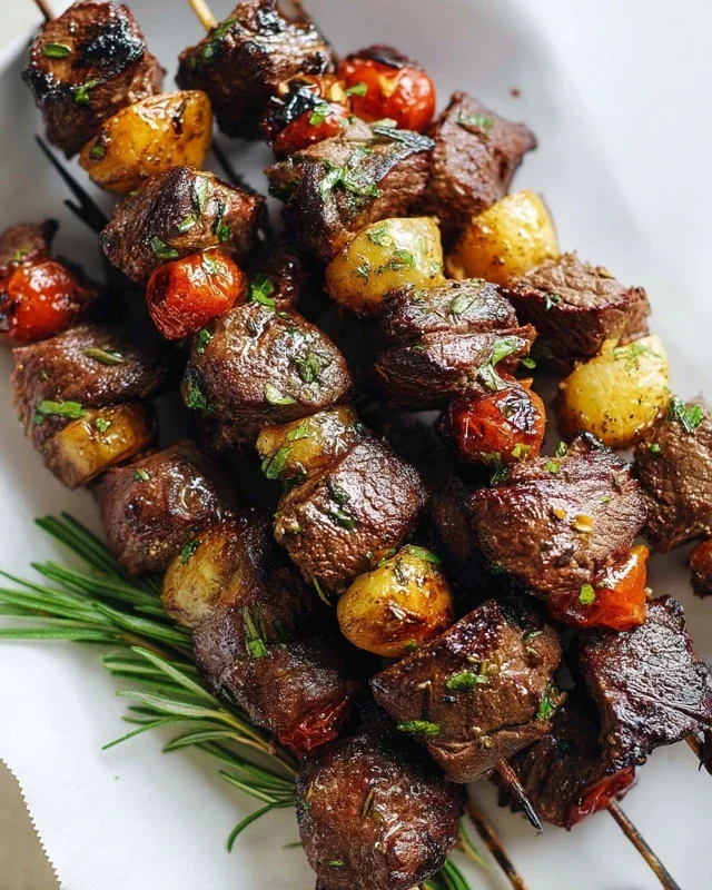 Rosemary Garlic Steak Kebabs