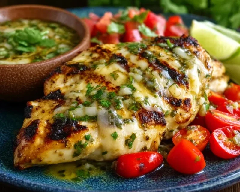 Grilled Salsa Verde Pepper Jack Chicken