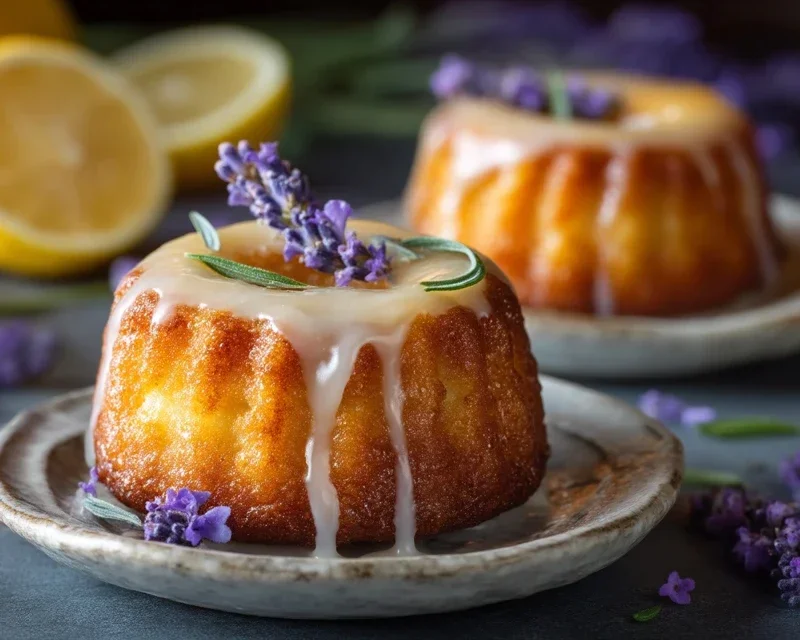 Mini Lemon Cakes With Lavender Glaze