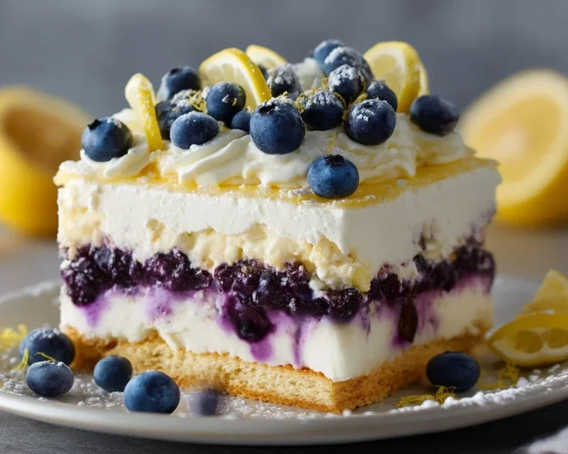 No-Bake Lemon dazzling Blueberry cream Cake